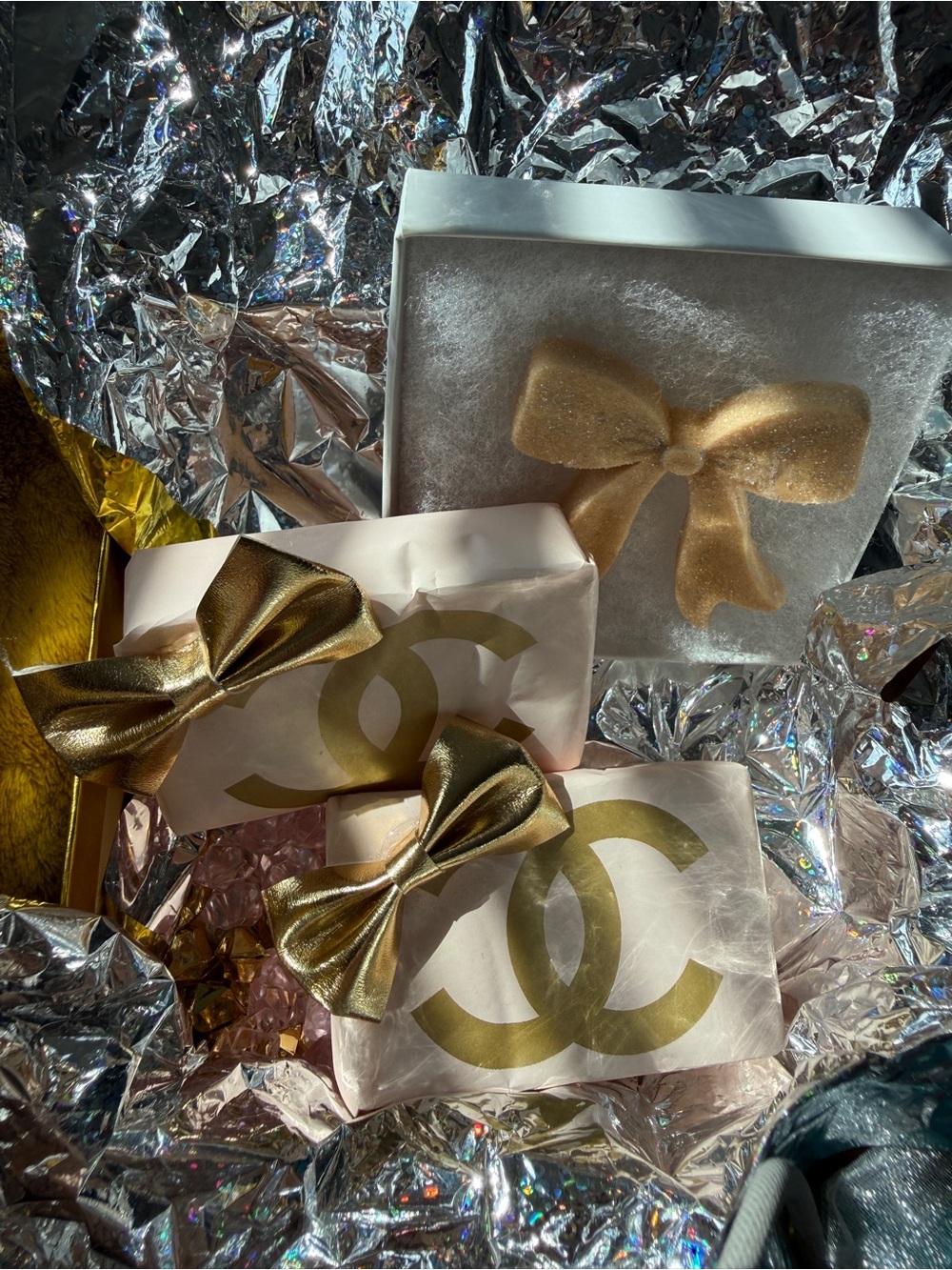CC Gold Bow Gift Soap Set with Interlocking Logo